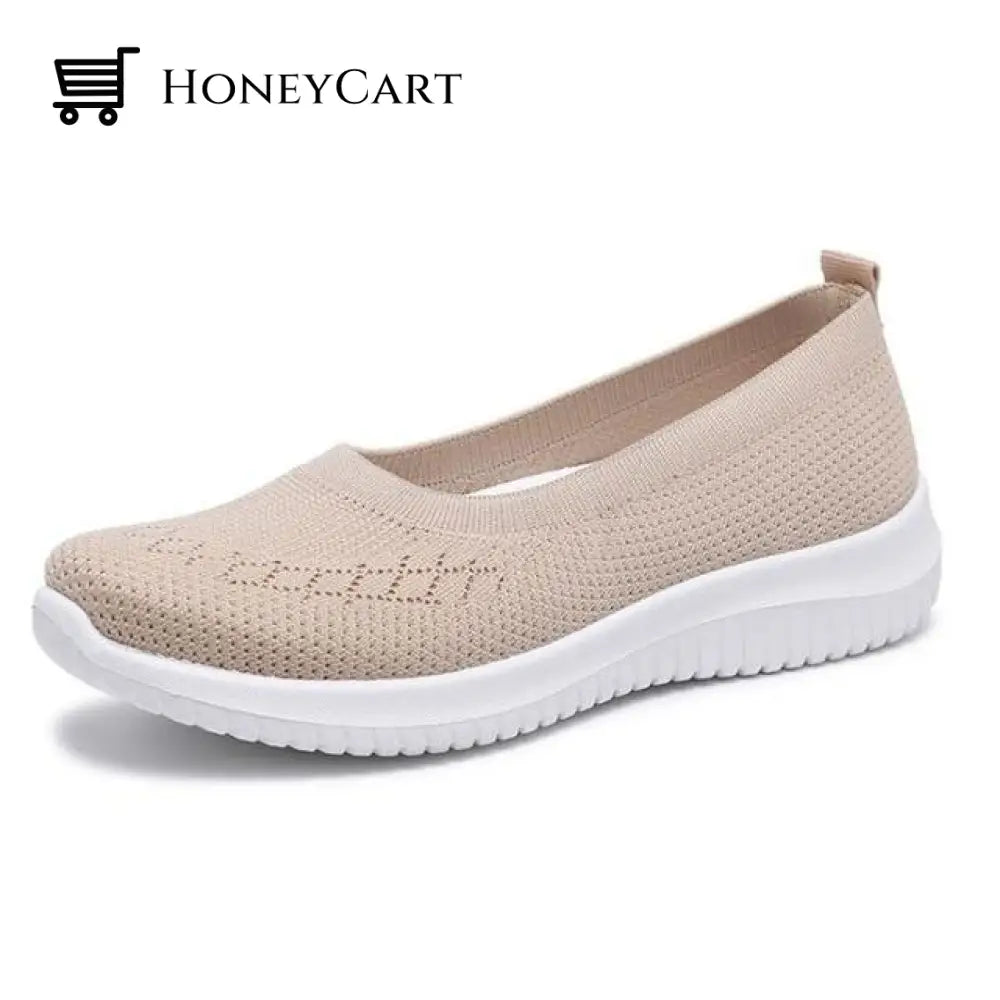 Women Knitted Breathable Casual Mesh Stretch Shoes Beige / 6 Orthopedic Bunion Sandals