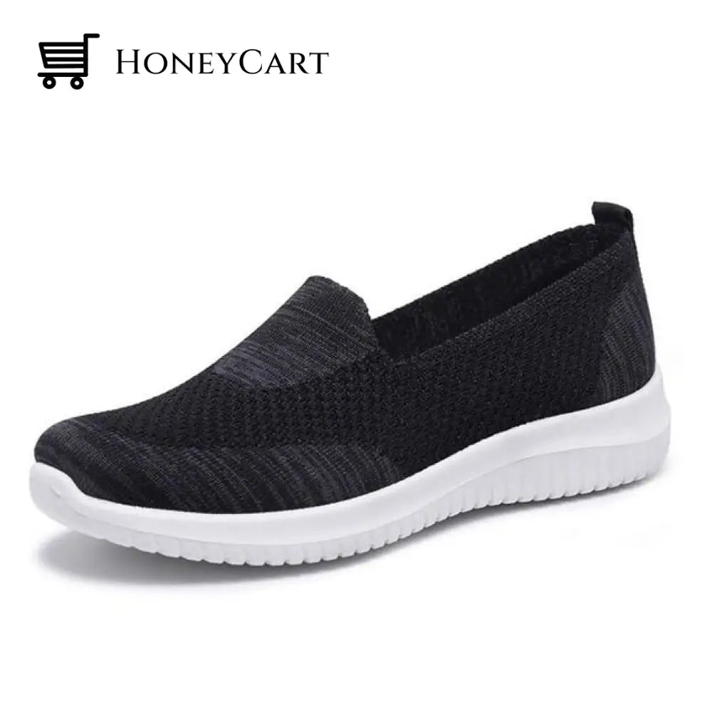 Women Knitted Breathable Casual Mesh Stretch Shoes Black 1 / 6 Orthopedic Bunion Sandals