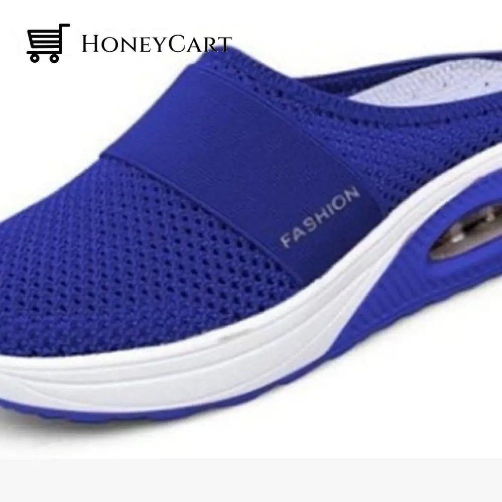 Women Mesh Breathable Wedges Mules Sandals Blue / 5.5 Woman