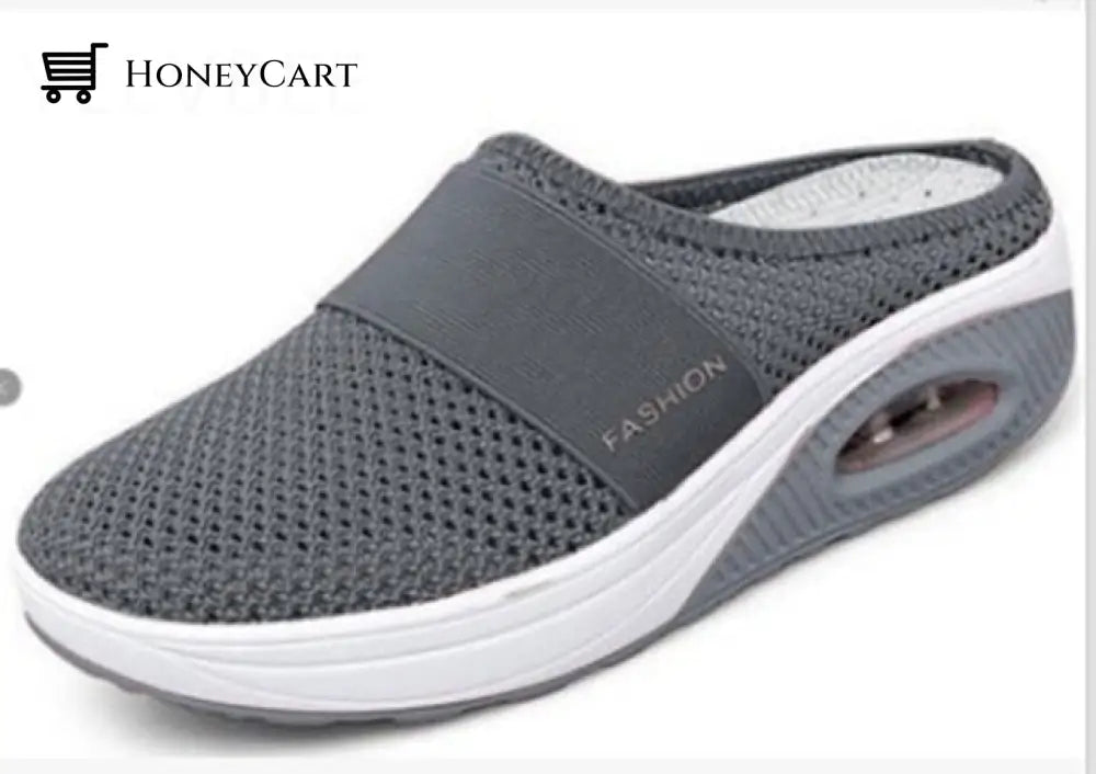 Women Mesh Breathable Wedges Mules Sandals Dark Grey / 5.5 Woman