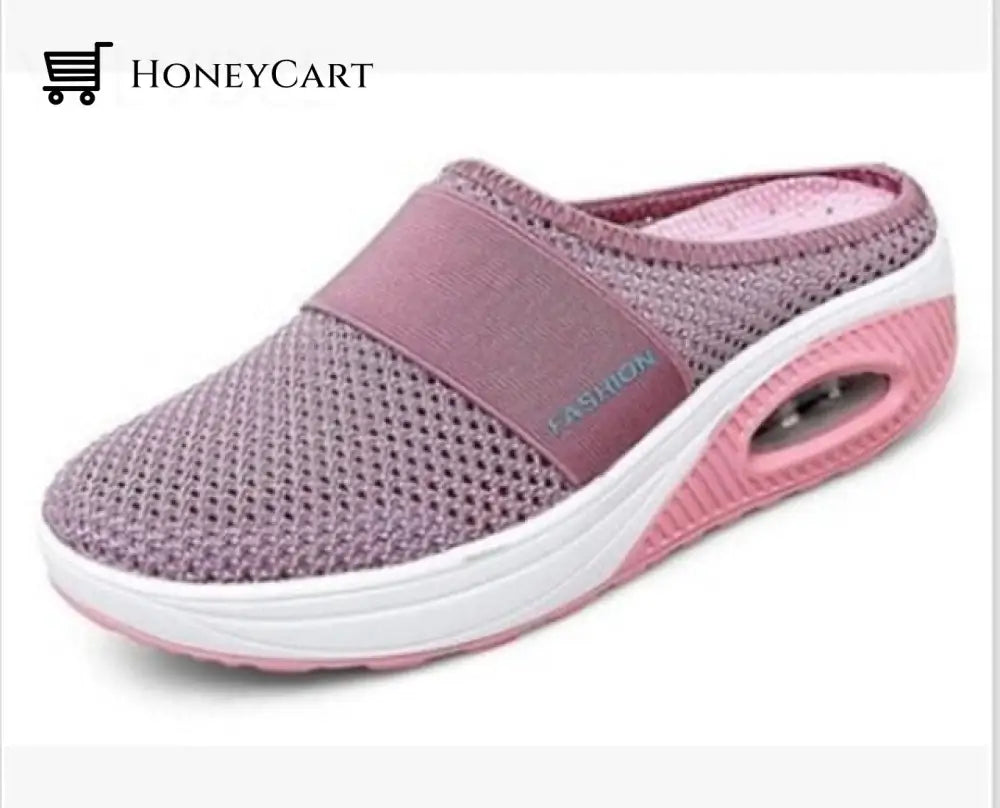 Women Mesh Breathable Wedges Mules Sandals Pink / 5.5 Woman