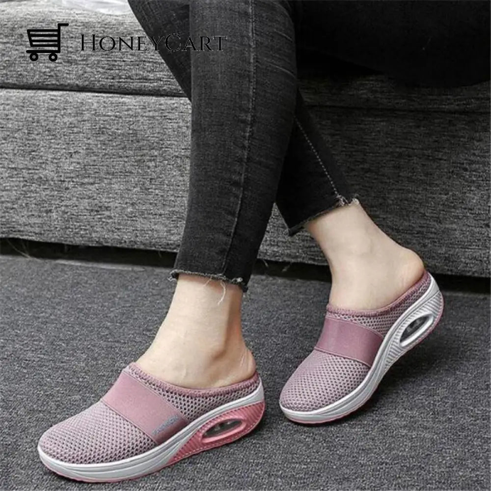 Women Mesh Breathable Wedges Mules Sandals Woman