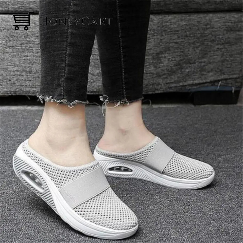 Women Mesh Breathable Wedges Mules Sandals Woman
