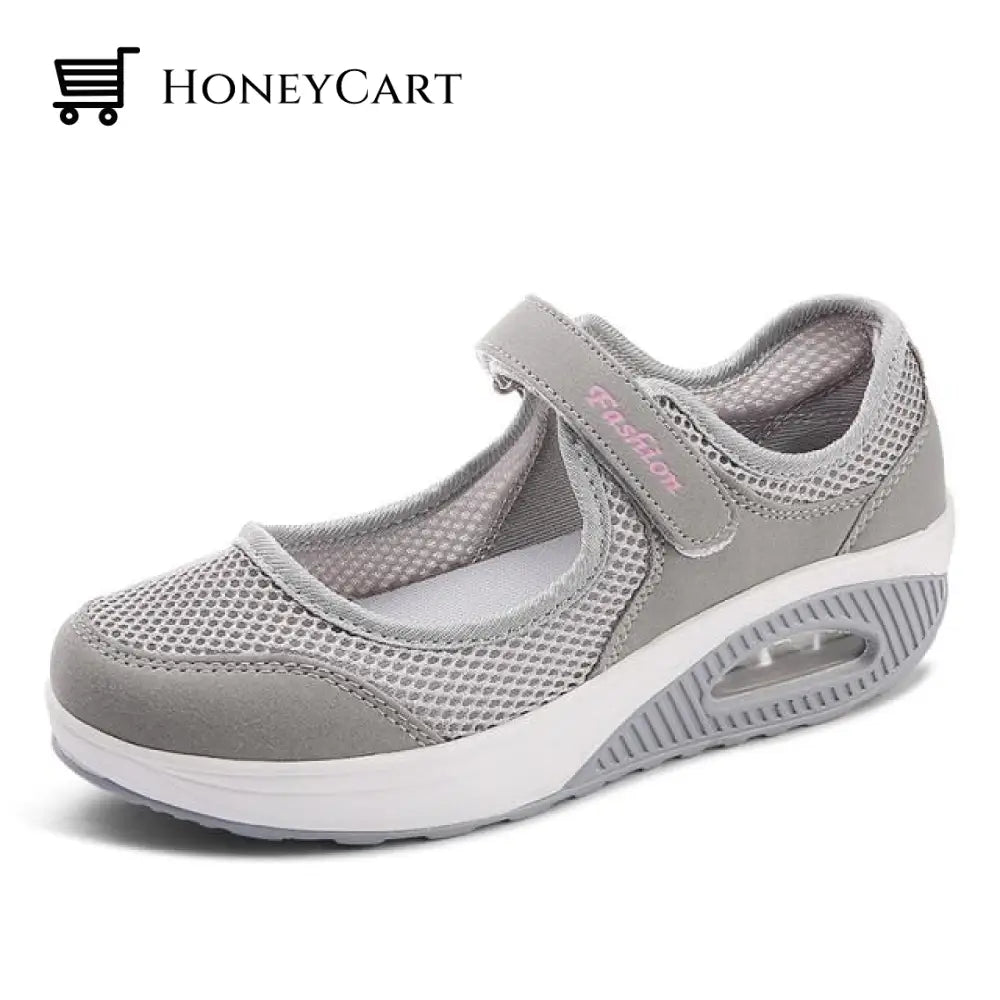 Women Platform Breathable Velcro Mesh Casual Shoes Gray / 5.5 Orthopedic Bunion Sandals