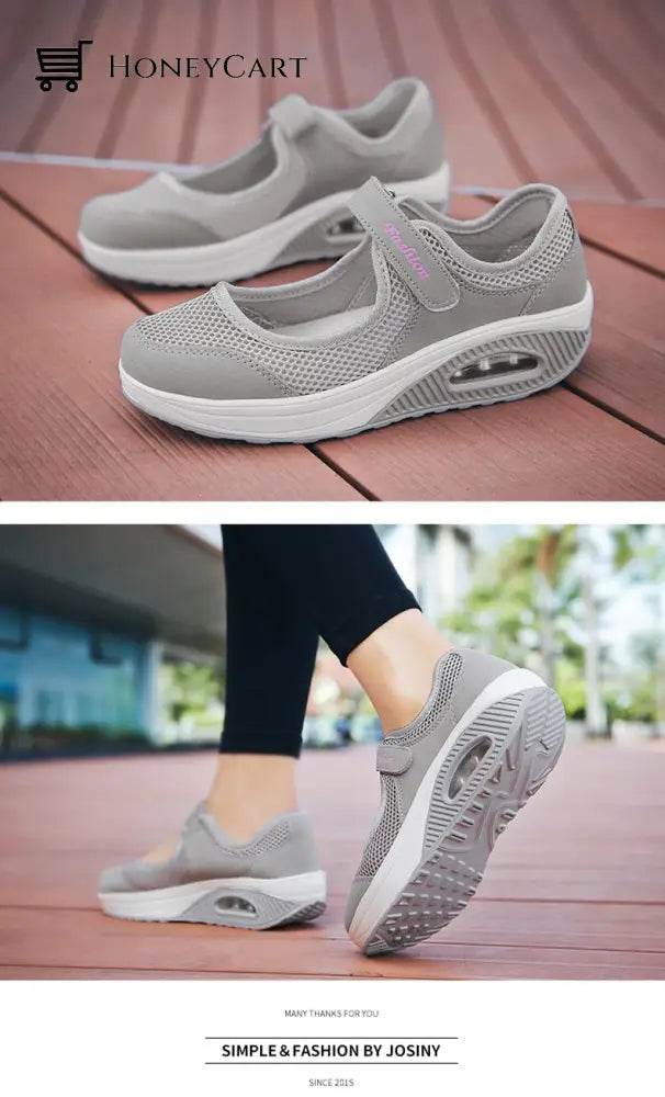 Women Platform Breathable Velcro Mesh Casual Shoes Orthopedic Bunion Sandals