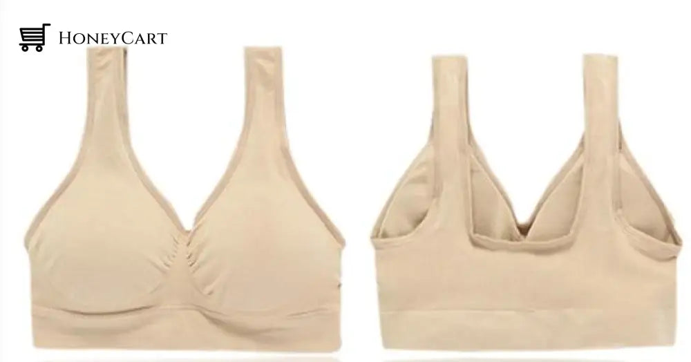Women Plus Size Bralette Push Up Seamless Wireless Bra Beige / Xxl Bra