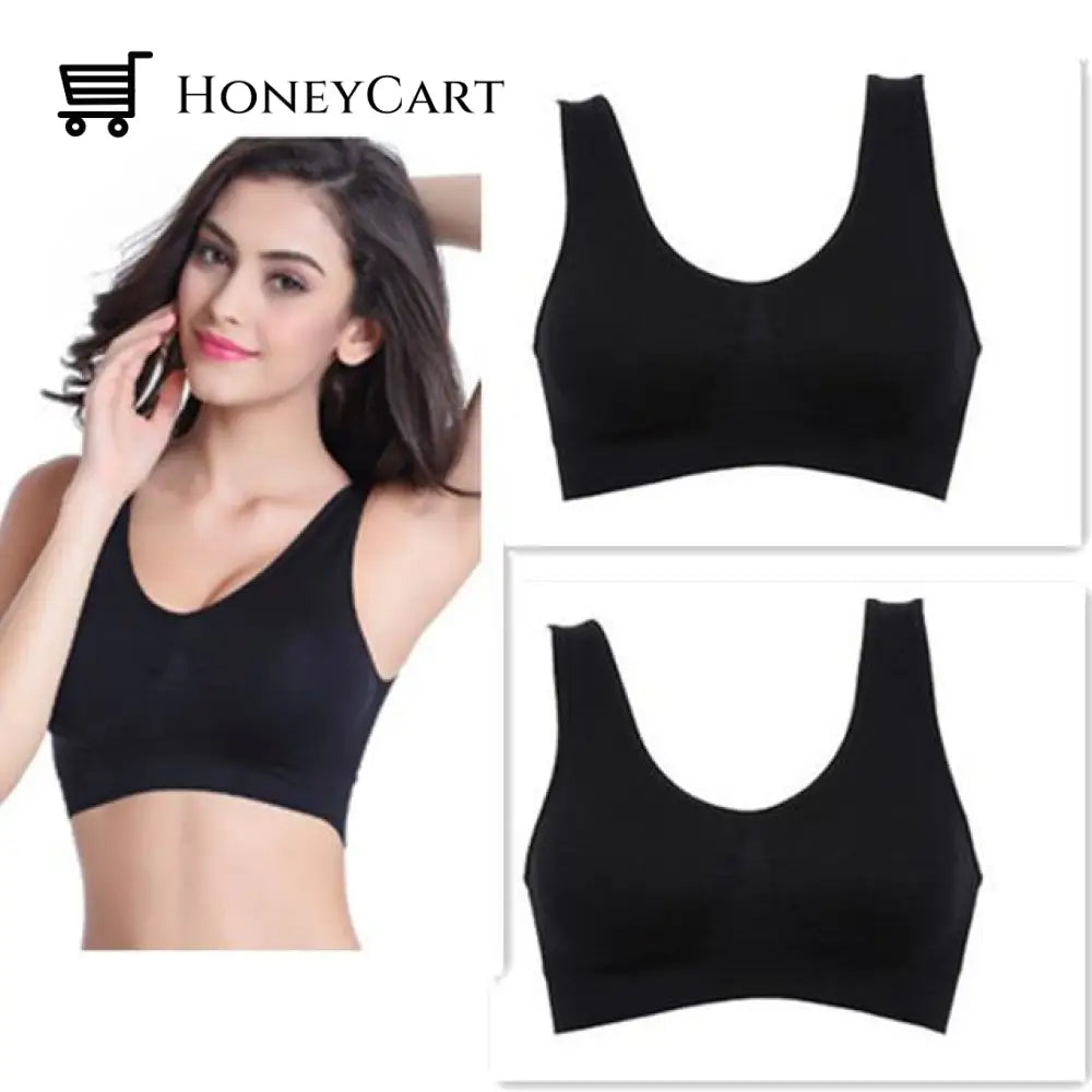 Women Plus Size Bralette Push Up Seamless Wireless Bra Black / S Bra