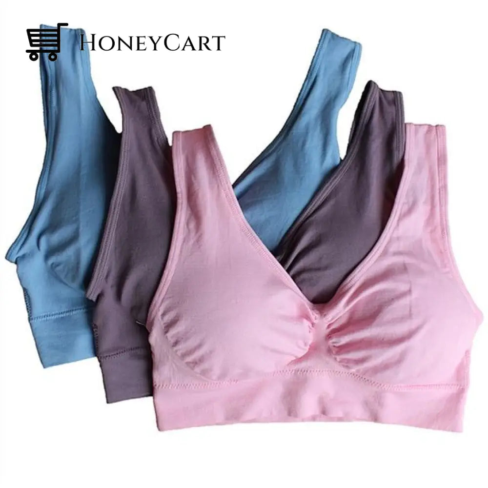 Women Plus Size Bralette Push Up Seamless Wireless Bra Blue Brown Pink / S Bra