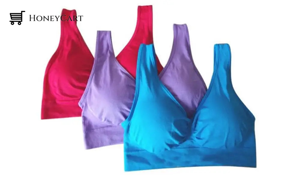Women Plus Size Bralette Push Up Seamless Wireless Bra Purple Blue Rose Red / S Bra