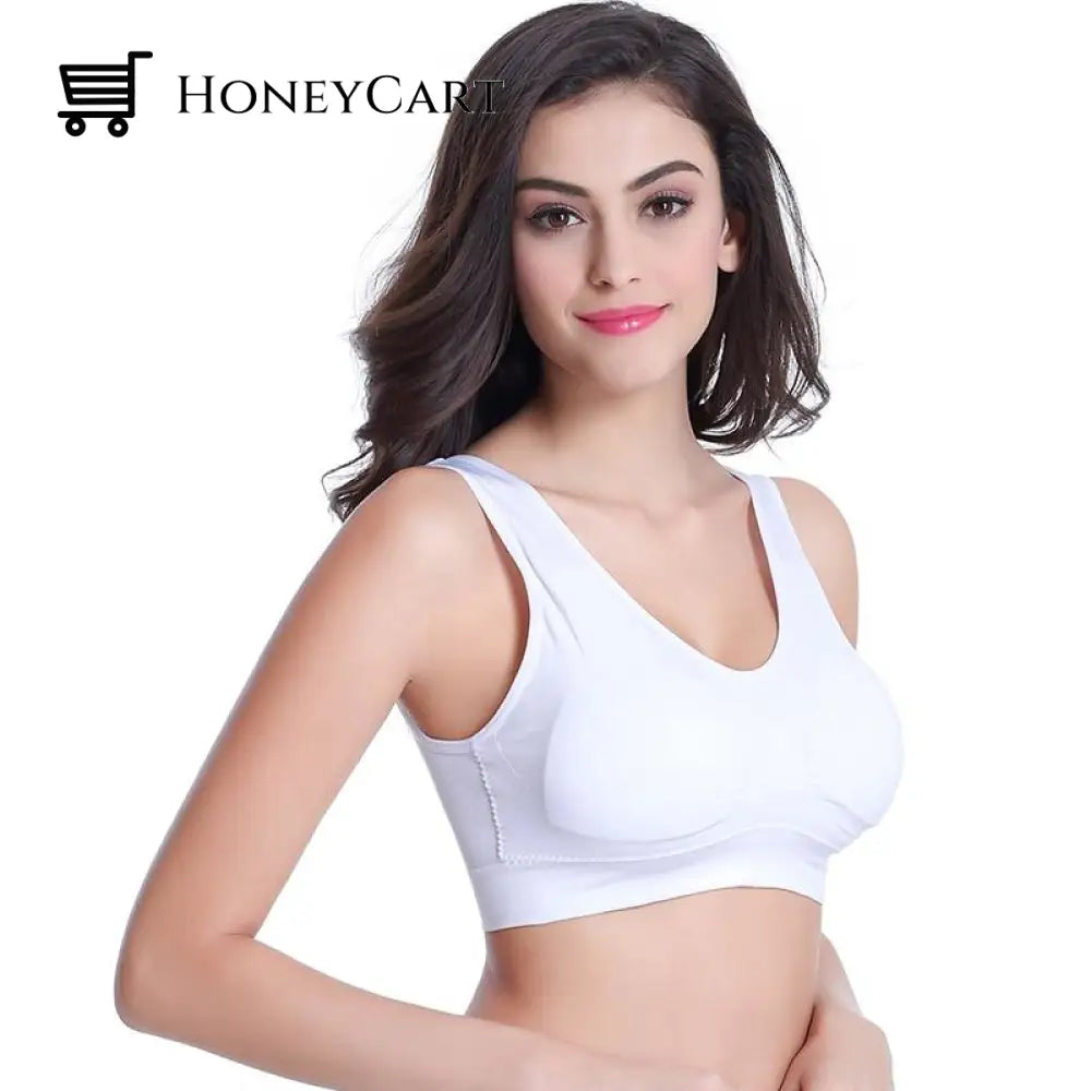 Women Plus Size Bralette Push Up Seamless Wireless Bra White / S Bra