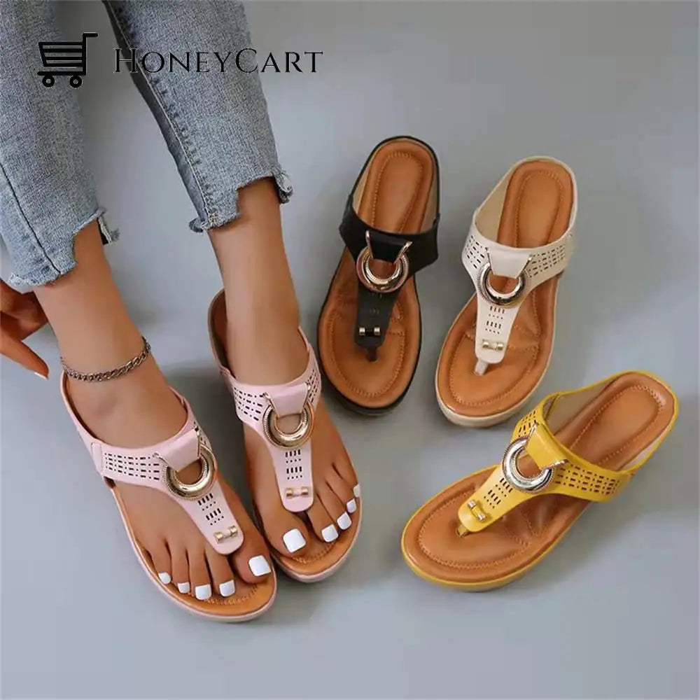 Women Sandals Wedge Thong With Orthopedic Arch Support Myx-Shoes