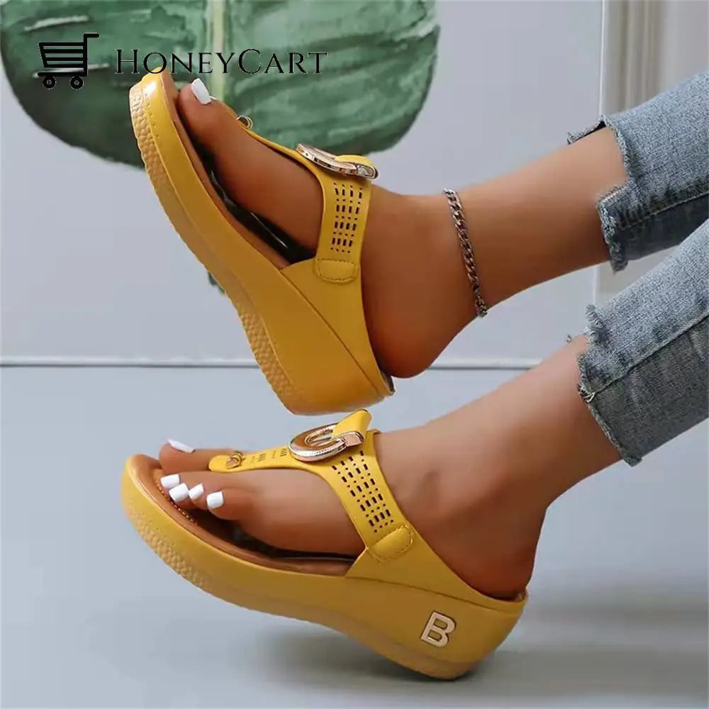 Women Sandals Wedge Thong With Orthopedic Arch Support Myx-Shoes