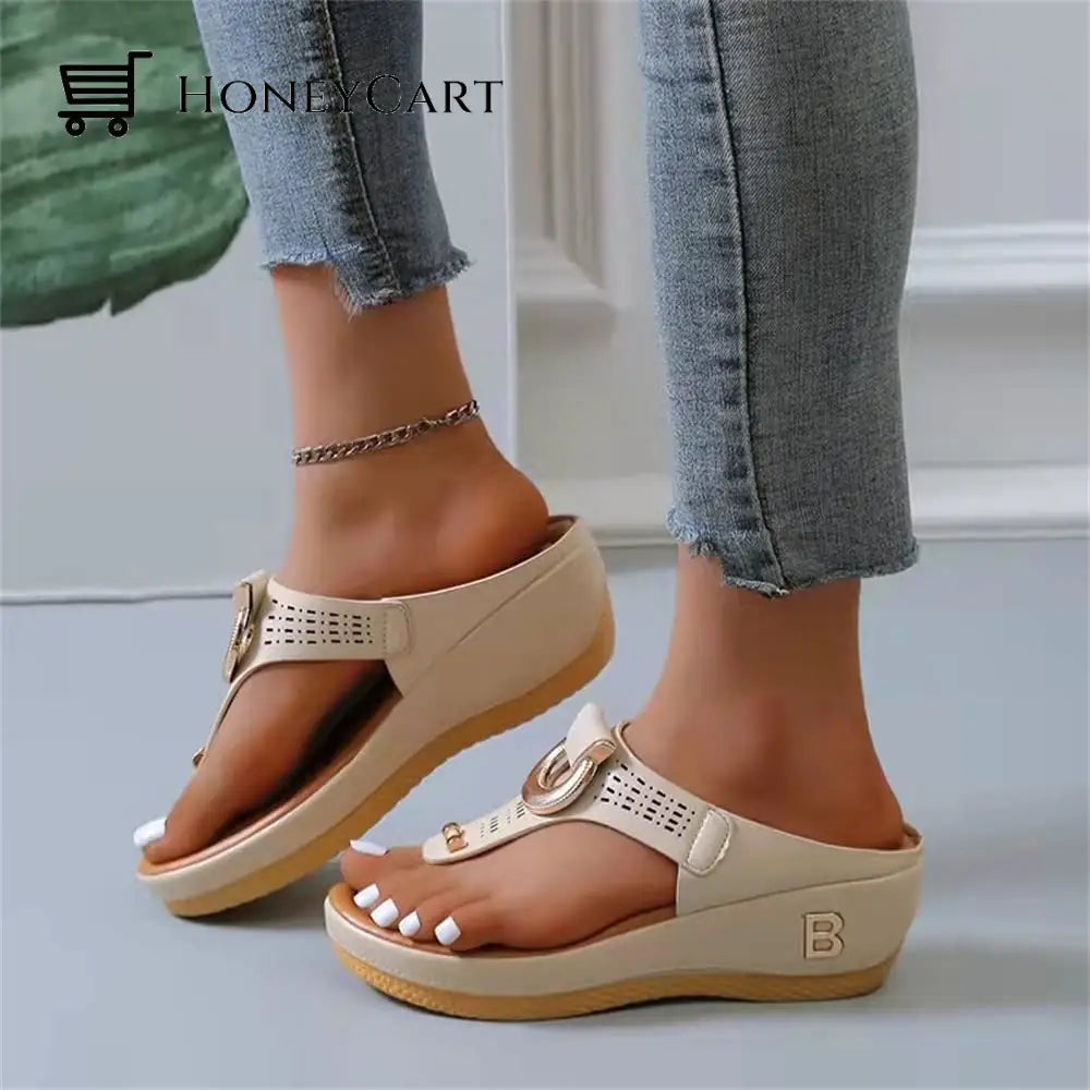 Women Sandals Wedge Thong With Orthopedic Arch Support Myx-Shoes