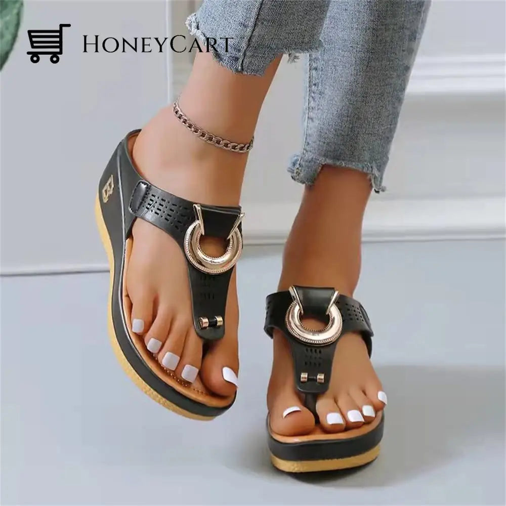 Women Sandals Wedge Thong With Orthopedic Arch Support Myx-Shoes