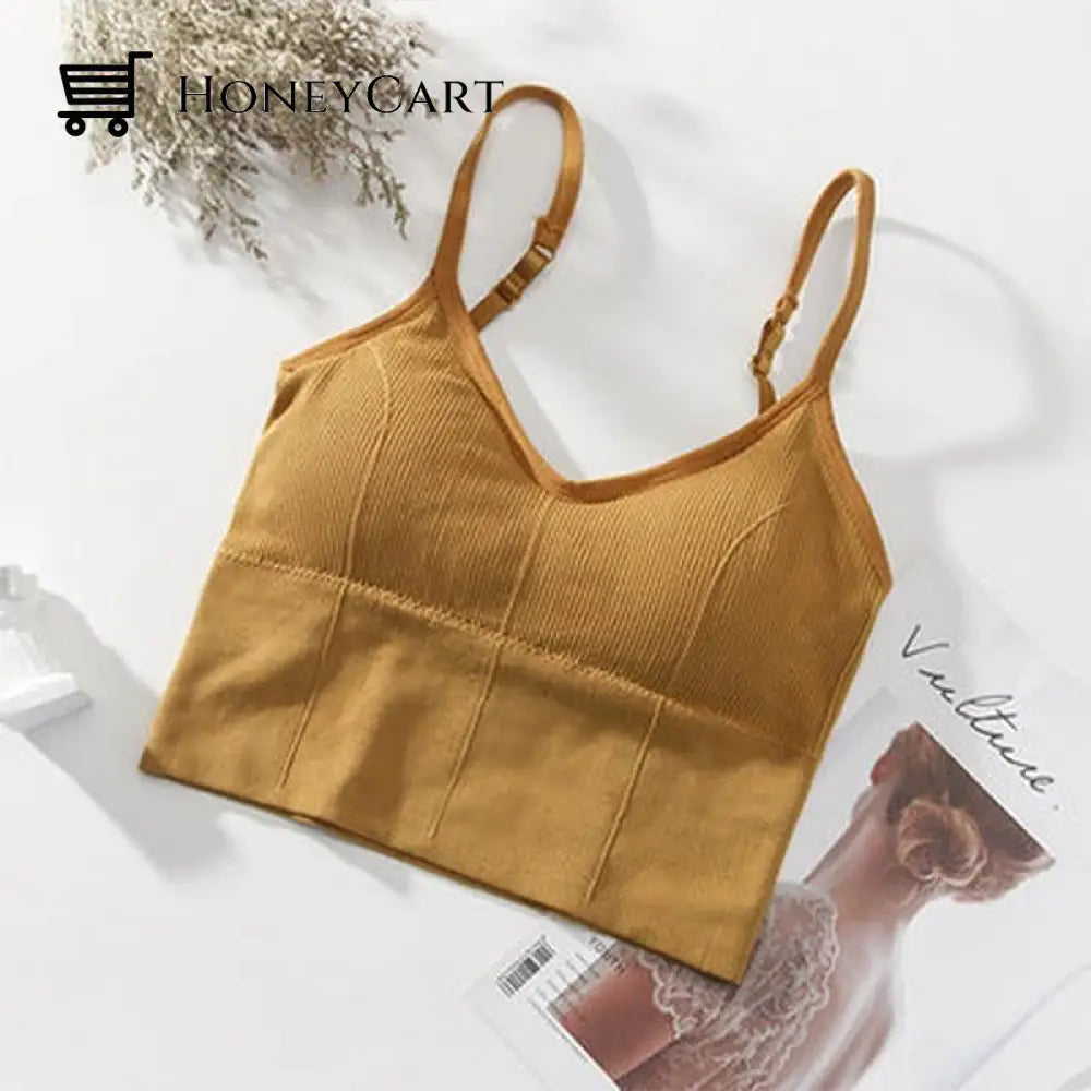 Women Sports Bra Basic Crop Top Yellow Bra