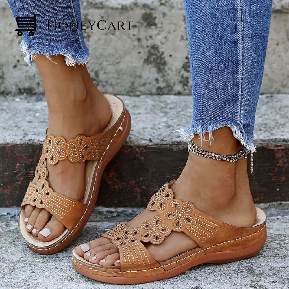 Women Stylish Soft Open Toe Floral Strap Sandals Orthopedic Bunion Sandals