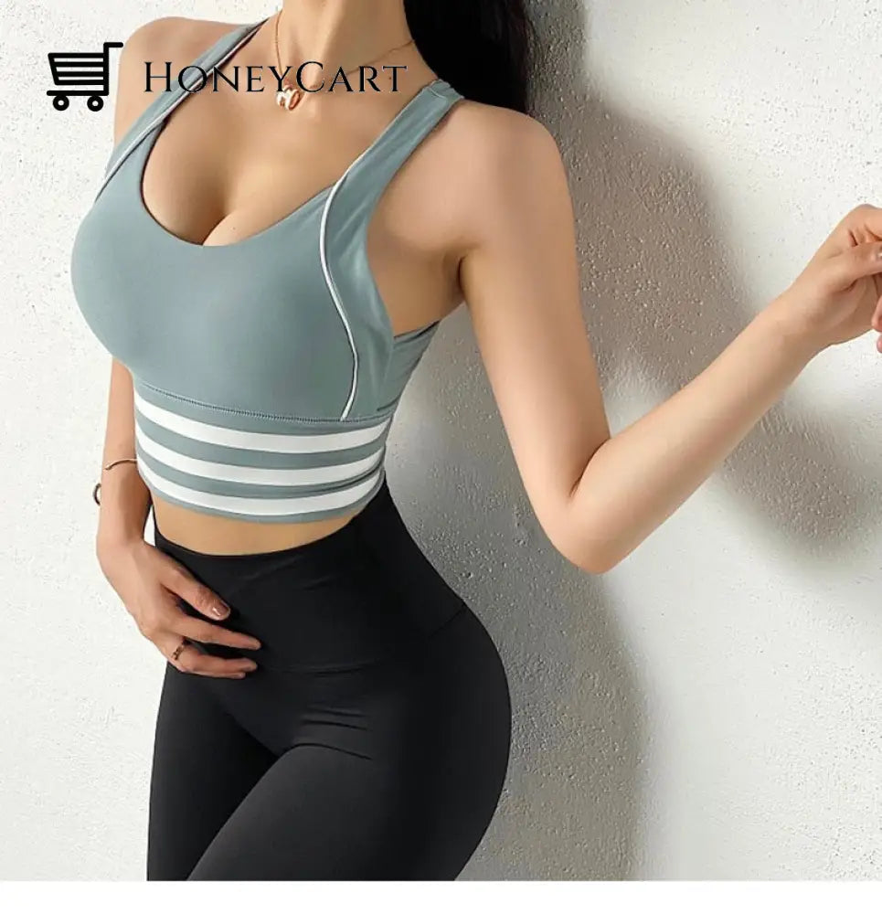 Women Yoga Crop Top Shockproof Push Up Underwear Bra