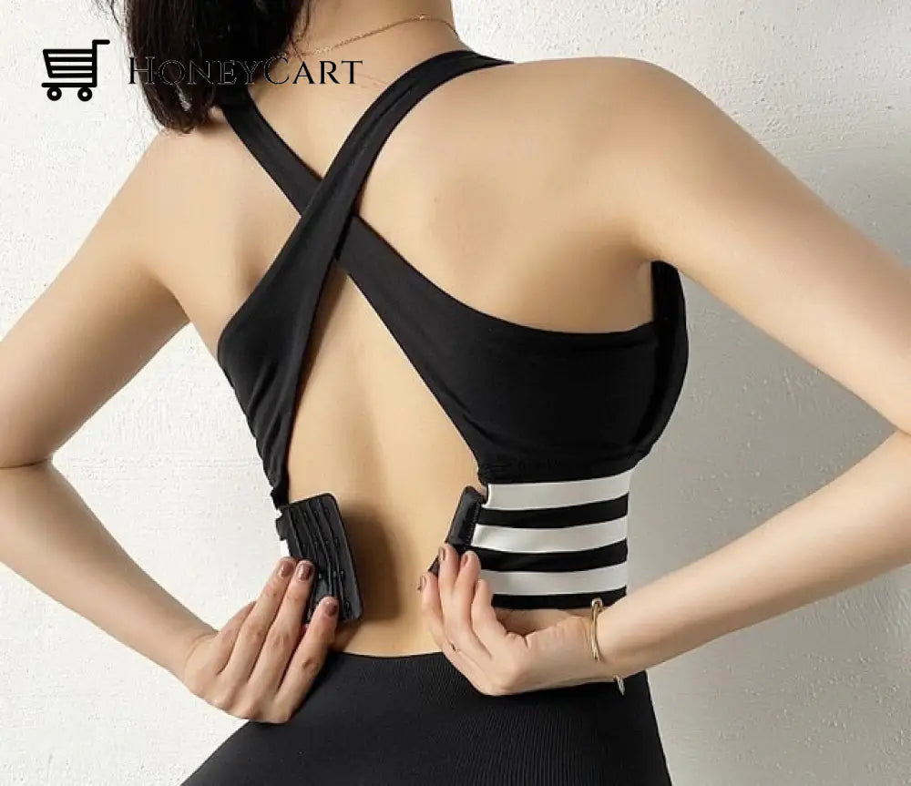 Women Yoga Crop Top Shockproof Push Up Underwear Bra Black / S