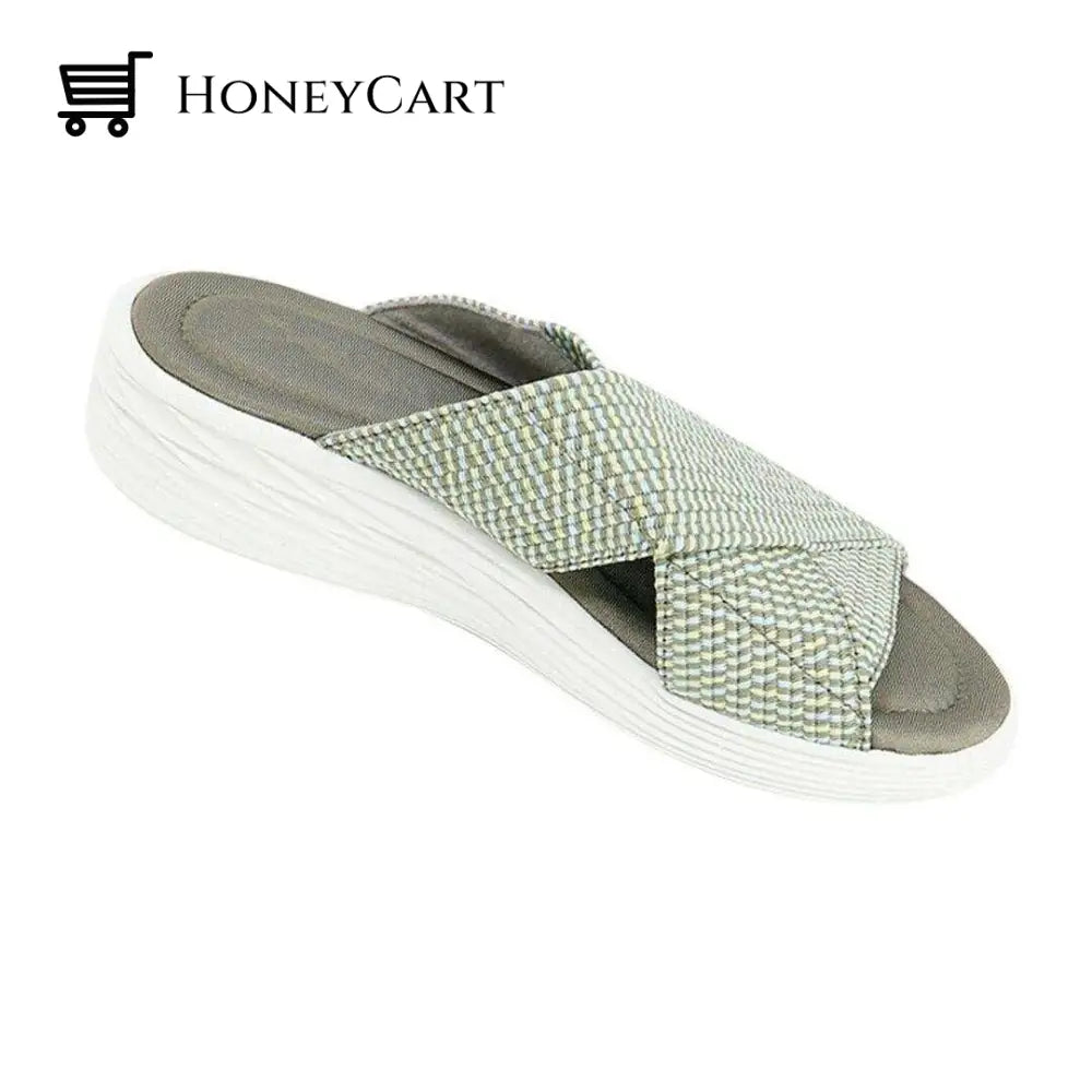 Womens Breathable Stretch Cross Sandals 5.5(36) / Green Ltt-Shoes