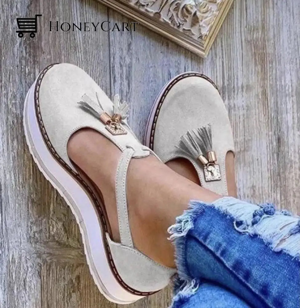 Womens Casual Platform Flat Comfort Shoes