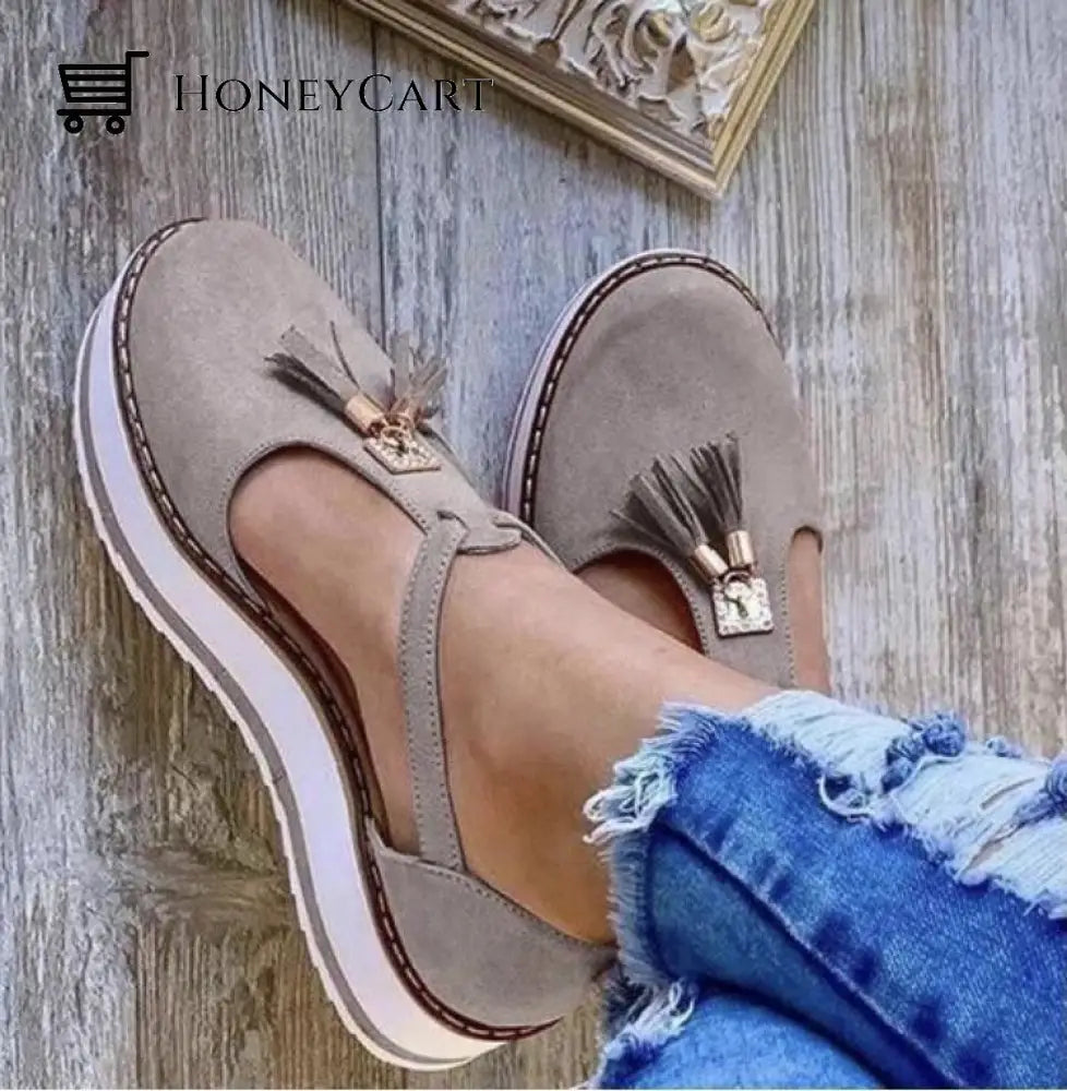 Womens Casual Platform Flat Comfort Shoes