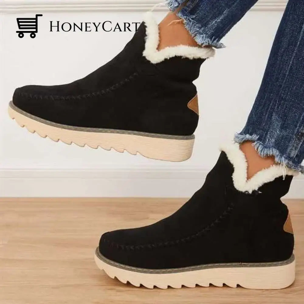 Womens Classic Non Slip Ankle Snow Boots Black / 35 Tool