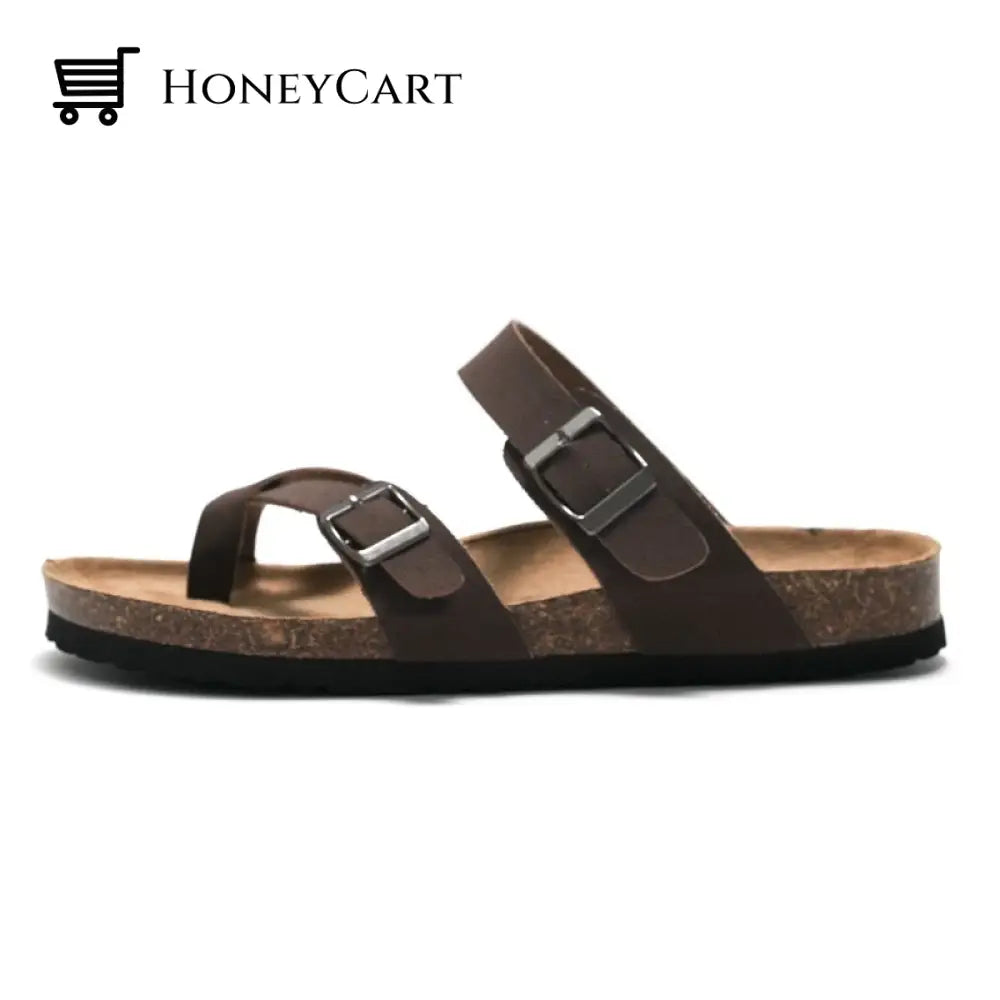 Womens Cushionaire Luna Cork Footbed Sandal Dark Brown / 4-4.5 Apparel & Accessories