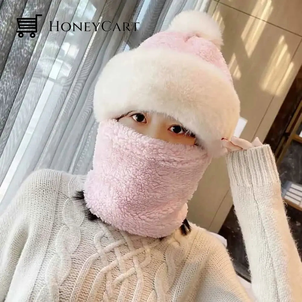 Womens Cycling Windproof Scarf Hat Pink Tool