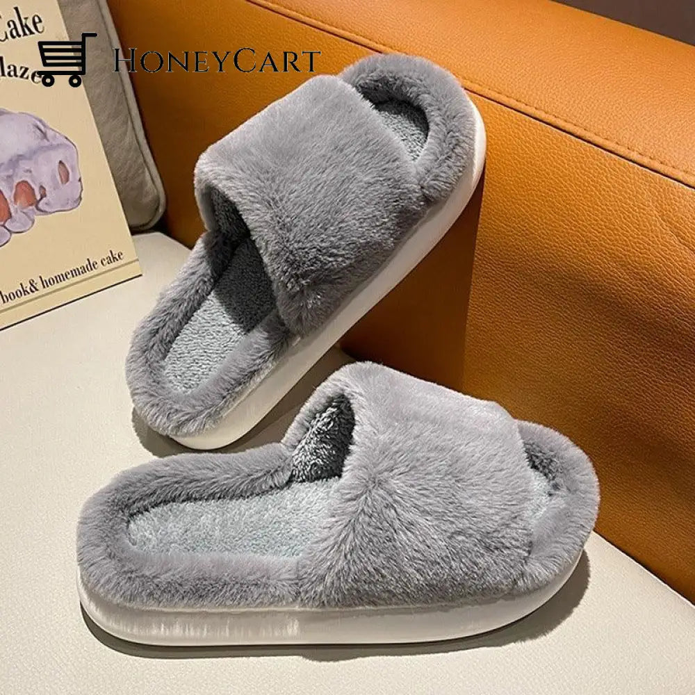 Womens Faux-Fur Cloud Slippers