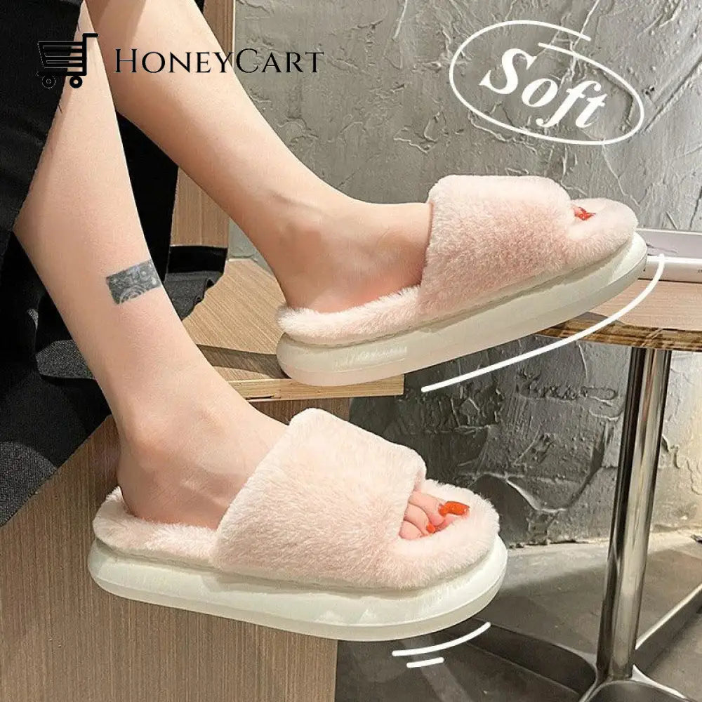 Womens Faux-Fur Cloud Slippers
