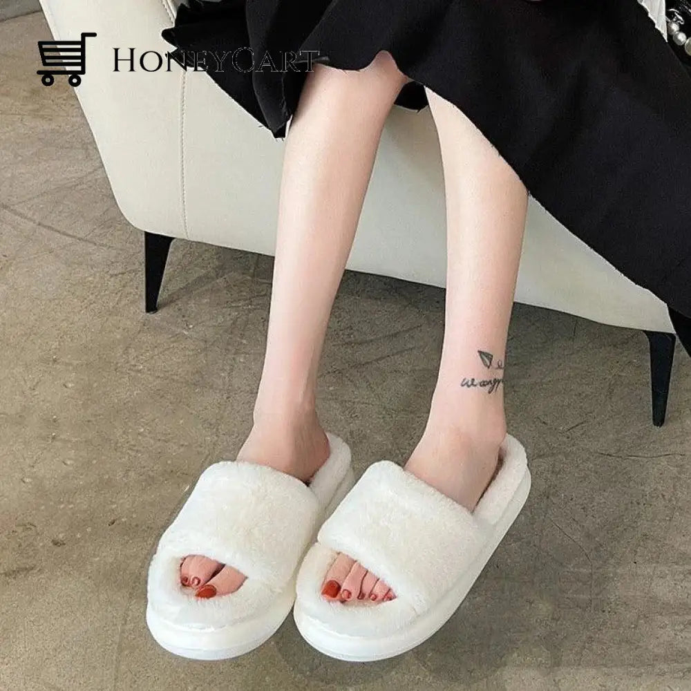 Womens Faux-Fur Cloud Slippers