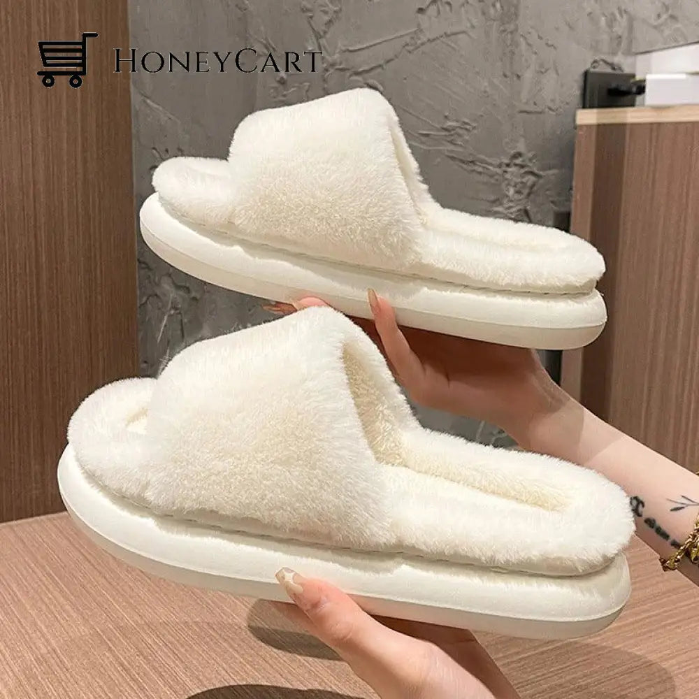 Womens Faux-Fur Cloud Slippers