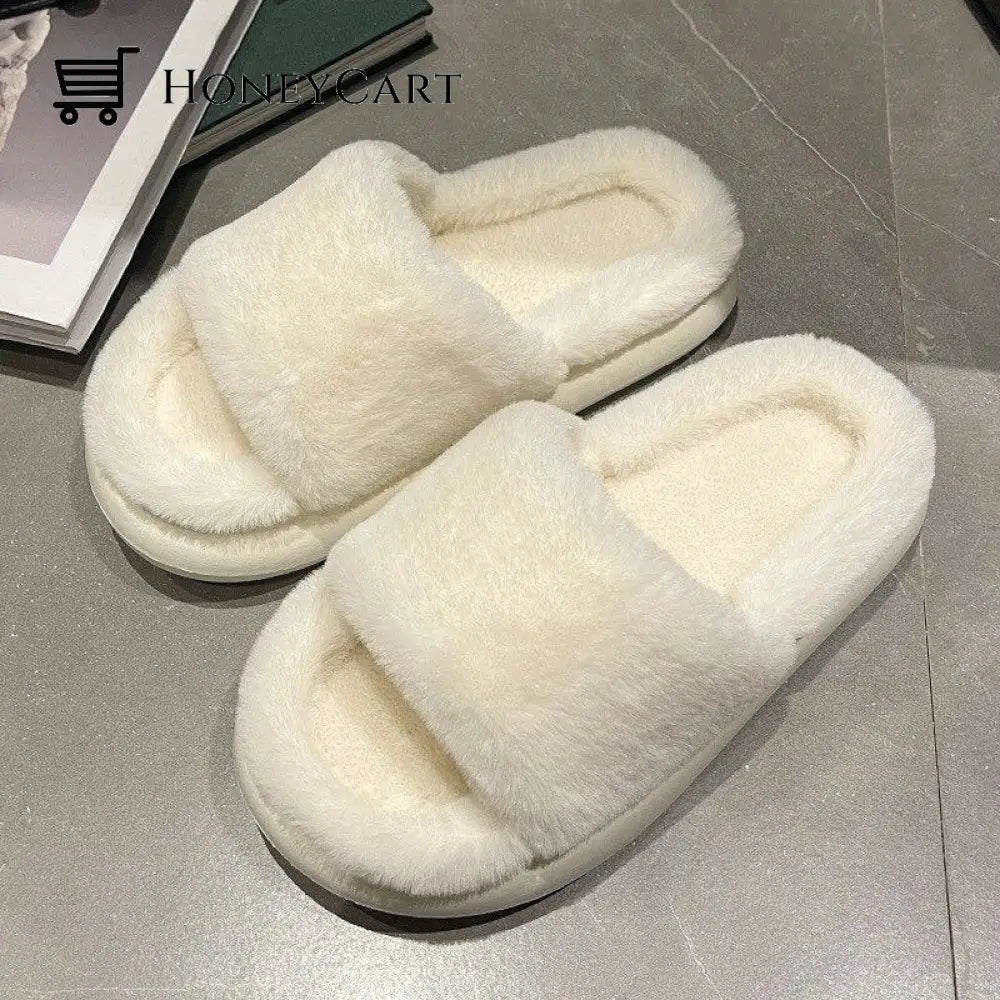 Womens Faux-Fur Cloud Slippers