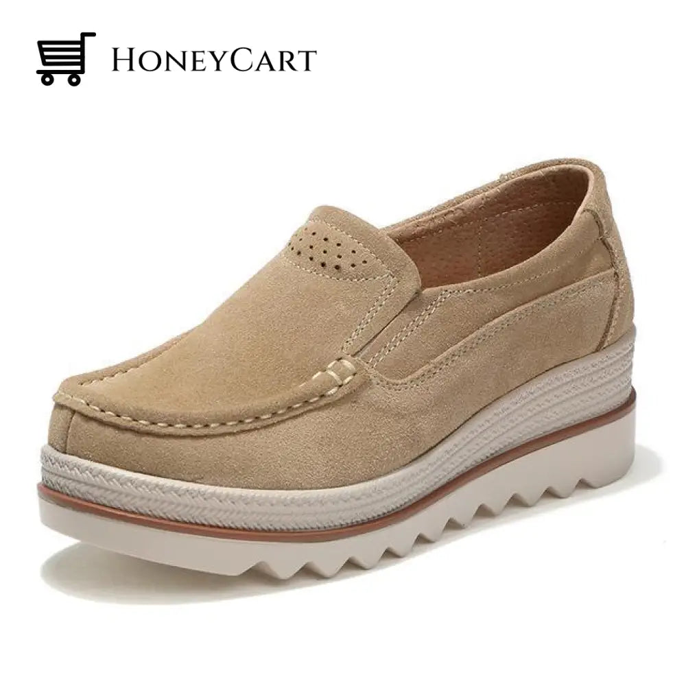 Womens Flat With Platform Shoes Apricot / Uk 3 | Us 5 Eu 36