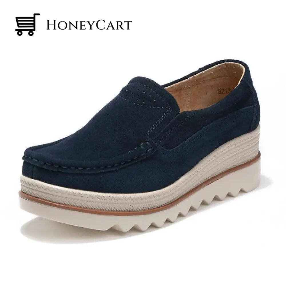 Womens Flat With Platform Shoes Navy Blue / Uk 3 | Us 5 Eu 36