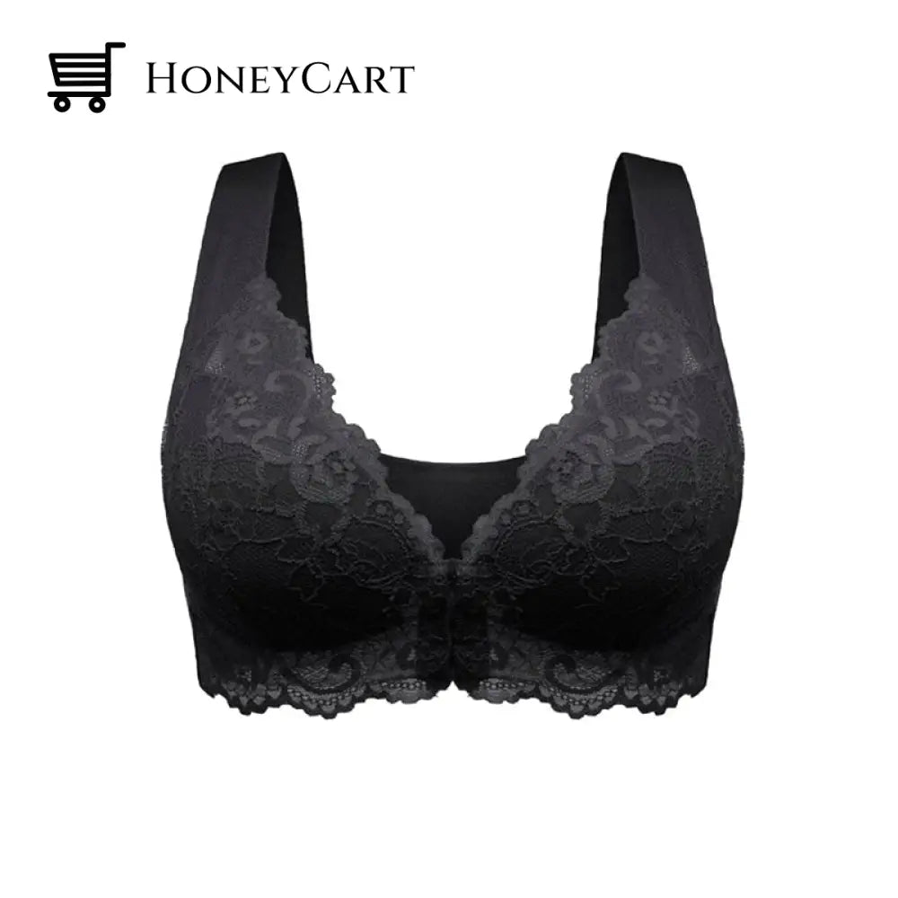 Womens Front Fastening Bra Black / M