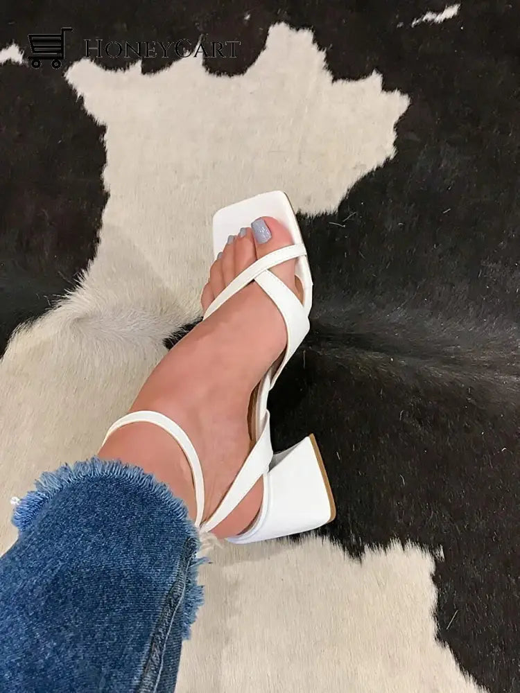 Womens High Block Heel Sandals Open Toe Ankle Strap Buckle Fp-Shoes