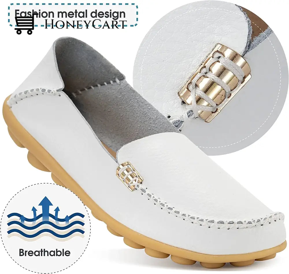 Womens Leather Loafers Flats Soft Walking Shoes Ltt-Shoes