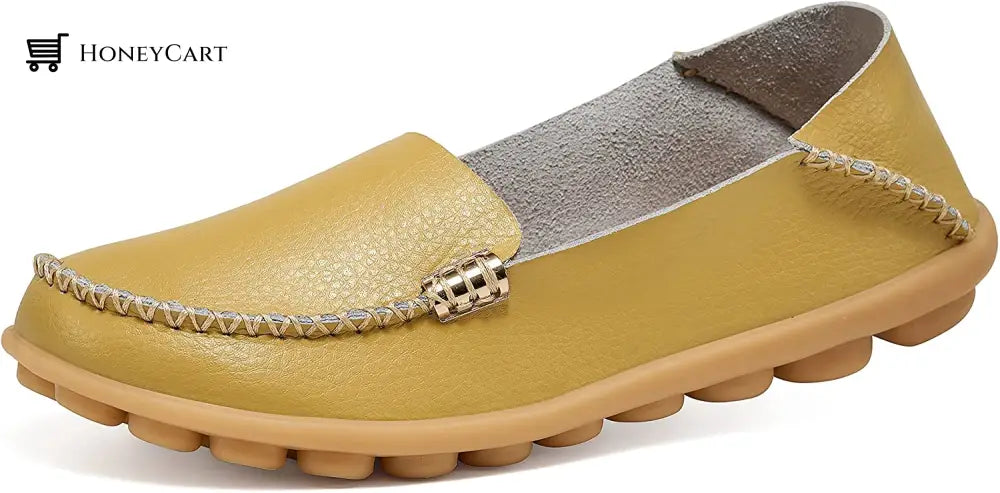 Womens Leather Loafers Flats Soft Walking Shoes Ltt-Shoes