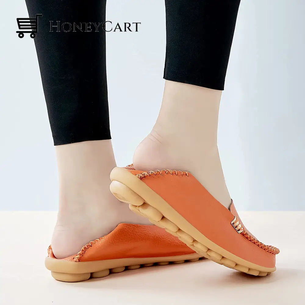 Womens Leather Loafers Flats Soft Walking Shoes Ltt-Shoes