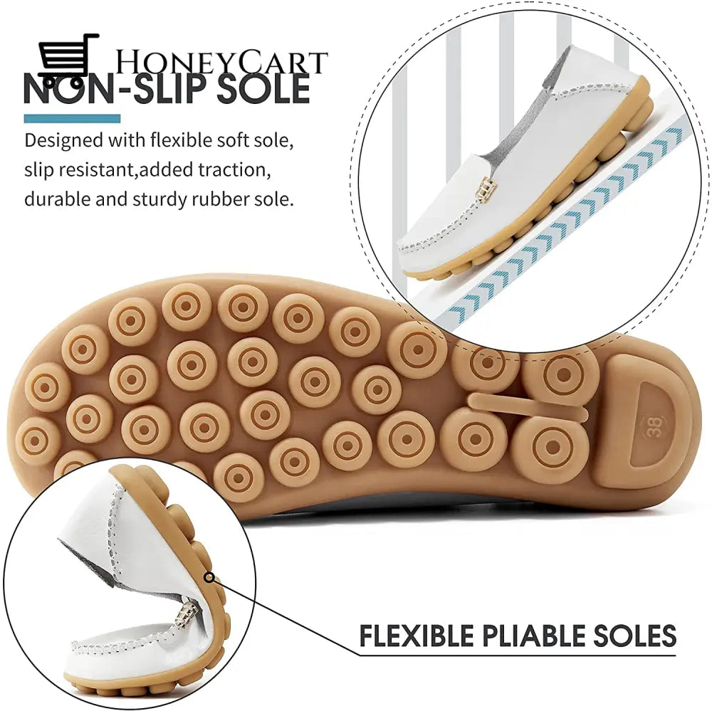 Womens Leather Loafers Flats Soft Walking Shoes Ltt-Shoes