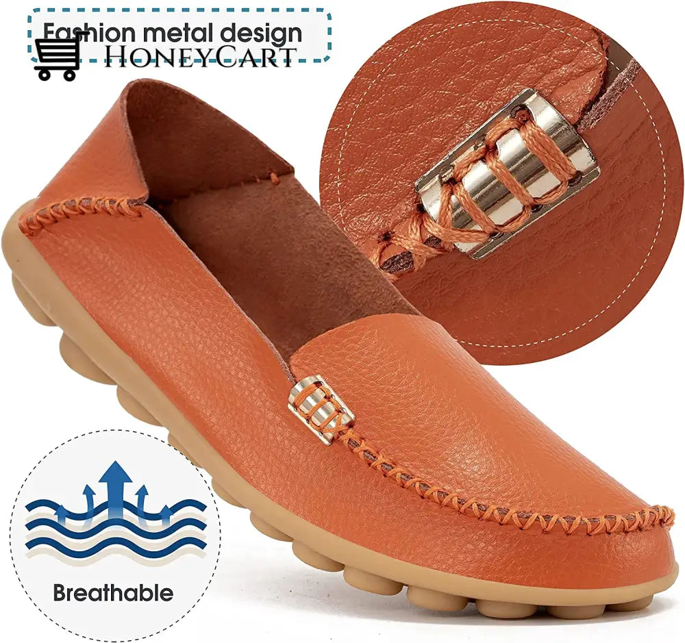 Womens Leather Loafers Flats Soft Walking Shoes Ltt-Shoes