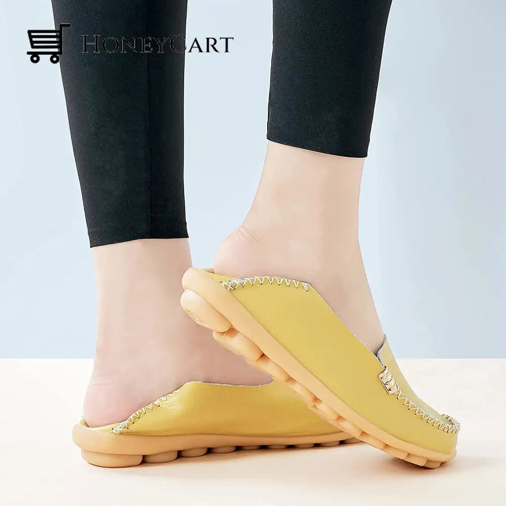 Womens Leather Loafers Flats Soft Walking Shoes Ltt-Shoes