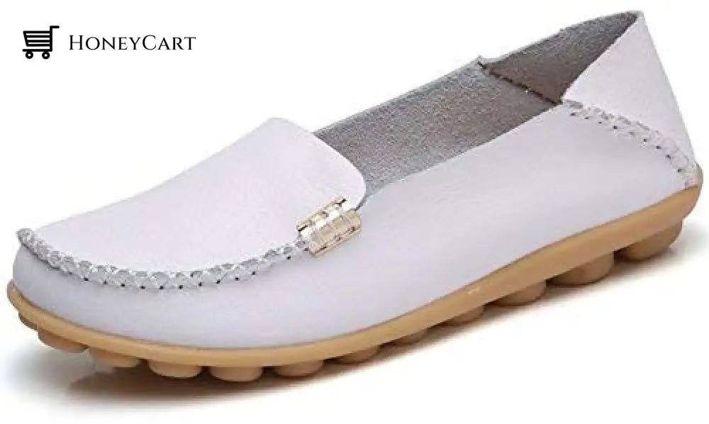 Womens Leather Loafers Flats Soft Walking Shoes Ltt-Shoes