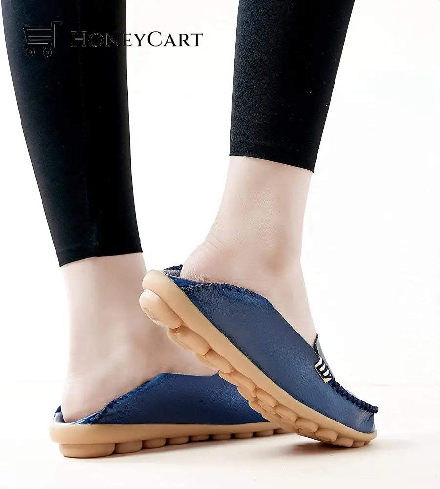 Womens Leather Loafers Flats Soft Walking Shoes Ltt-Shoes