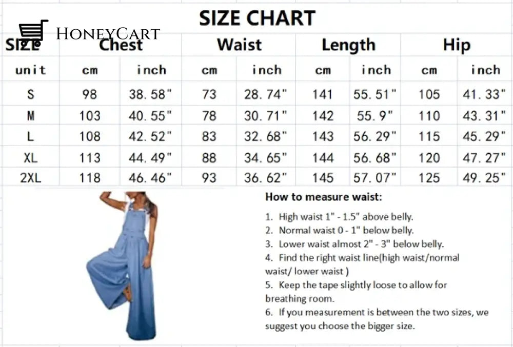 Womens Loose Adjustable Strap Wide Leg Denim Tool