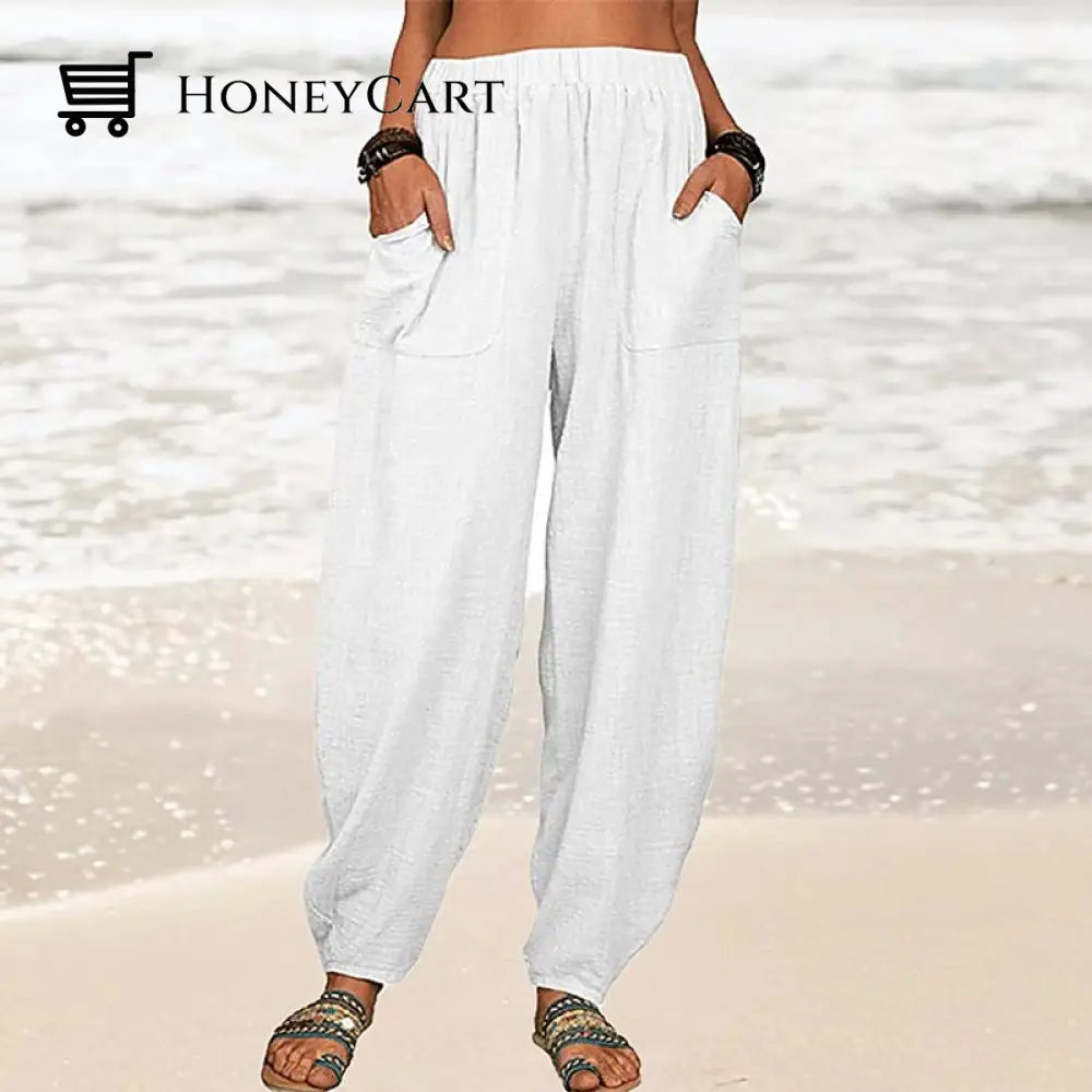 Womens Loose Cotton And Linen Casual Pants
