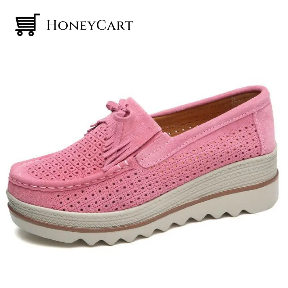 Womens Platform Shoes Pink Hollow / Uk 3 | Us 5 Eu 36