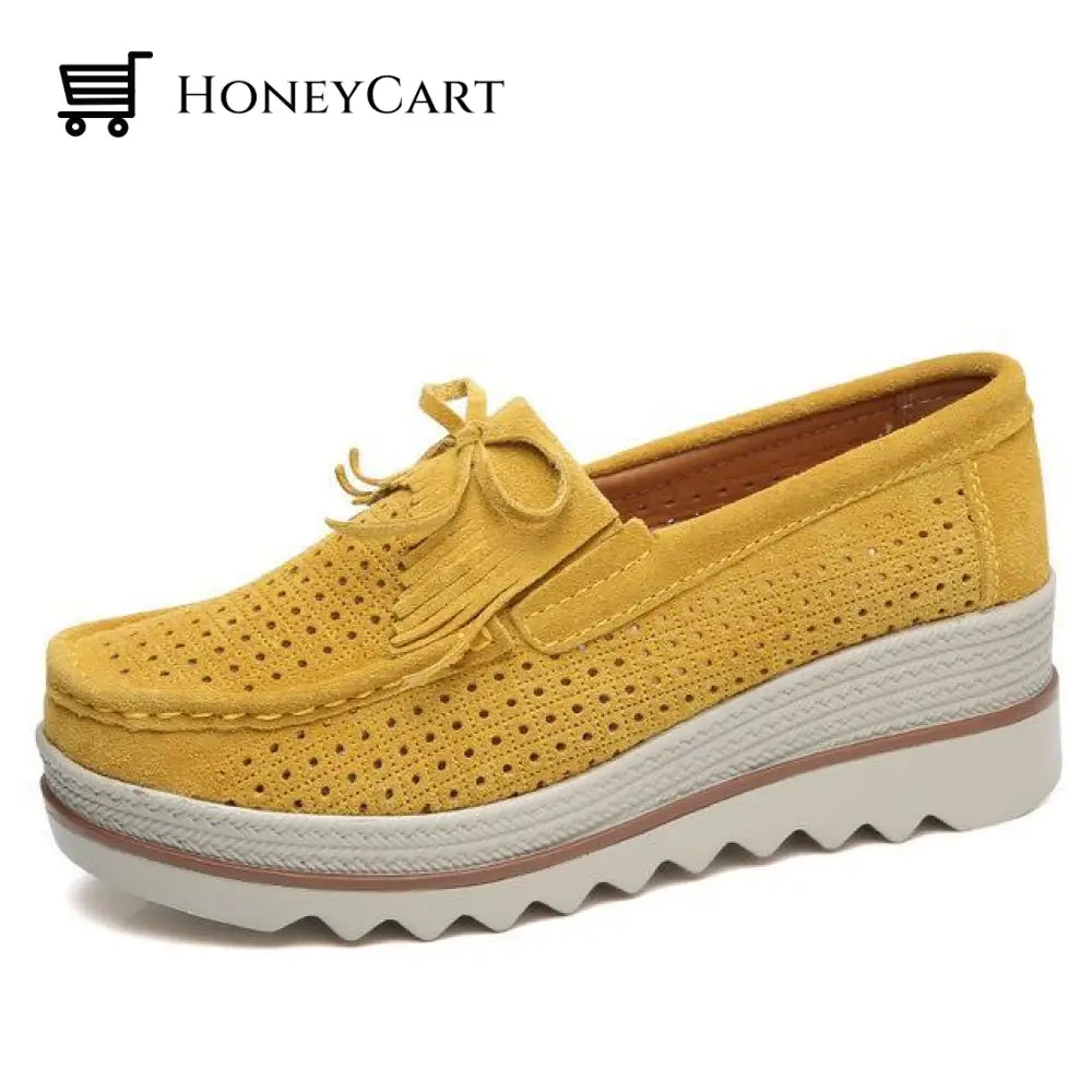 Womens Platform Shoes Yellow Hollow / Uk 3 | Us 5 Eu 36