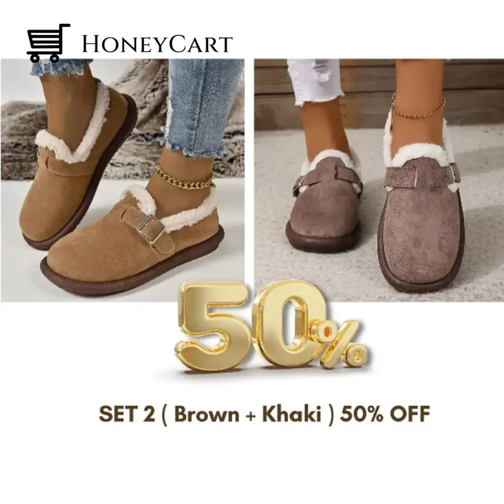 Womens Plush Round Toe Slip-On Flats Beauty& Health